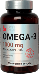 OMEGA-3 Litte Life Lab, 1000 мг, вегетарианские капсулы, 100 шт. Litte Life Lab — фото 1