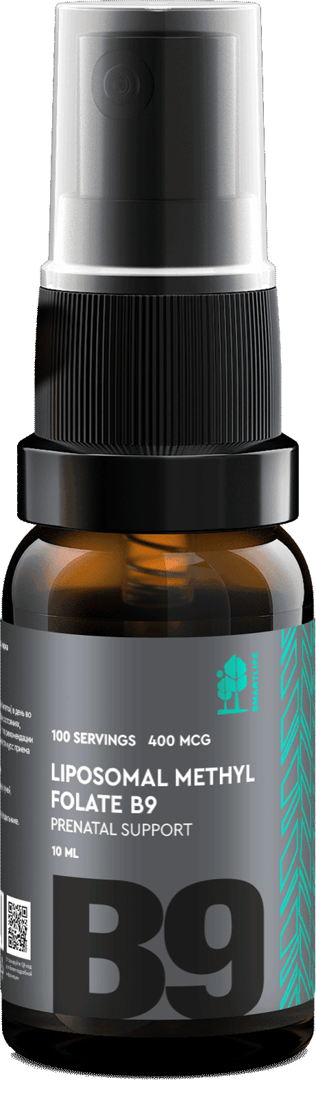 Липосомальный метилфолат B9, Поддержка беременных, флакон с дозатором, 10мл. СМАРТЛАЙФ. Liposomal Methyl Folate B9, Prenatal Support, SMARTLIFE