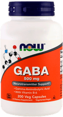 GABA, ГАБА Гамма-Аминомасляная Кислота (ГАМК), 500 мг, растительные капсулы, 200 шт. NOW Foods — фото 1