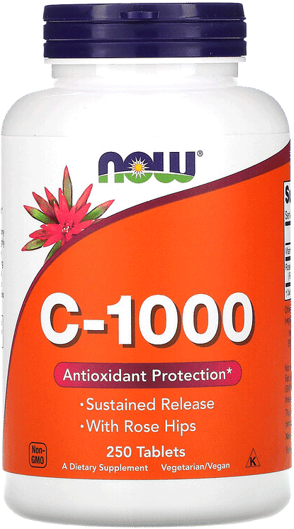 C-1000, Витамин С-1000 мг, таблетки, 250 шт. NOW Foods
