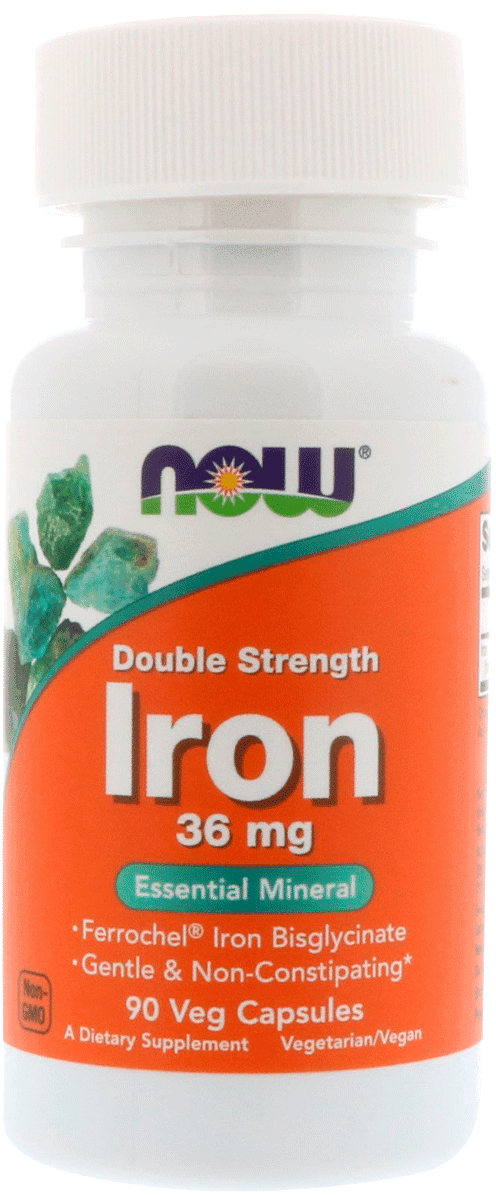 Железо двойной концентрации / Iron, 36 мг, вегетарианские капсулы, 90 шт. NOW Foods