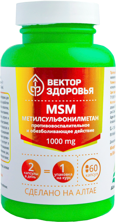Комплекс MSM Метилсульфонилметан, 1000 mg, капсулы, 60 шт. Вектор здоровья