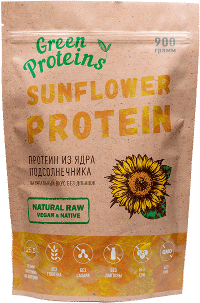 Подсолнечный протеин Green Proteins, порошок, 900г