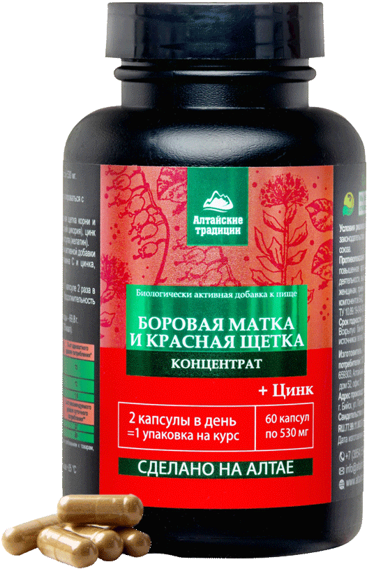 Боровая матка и красная щетка, капсулы, 60 шт. Алтайские традиции