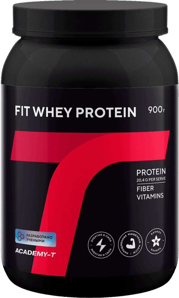 Fit Whey Protein, 900 г, ваниль, порошок. АКАДЕМИЯ-Т