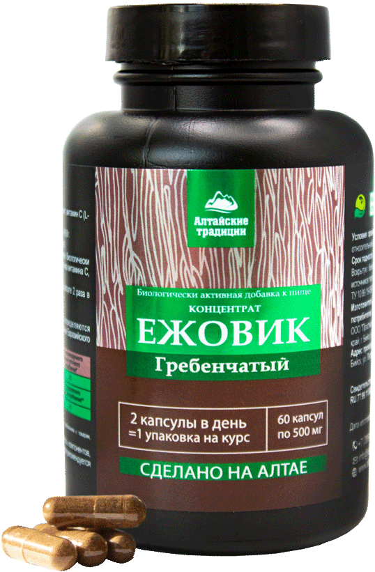 Концентрат Ежовик гребенчатый, капсулы, 60 шт. Алтайские традиции